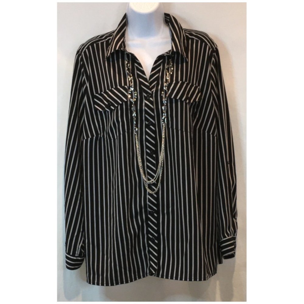 Notations Woman Black w/white stripes Blouse